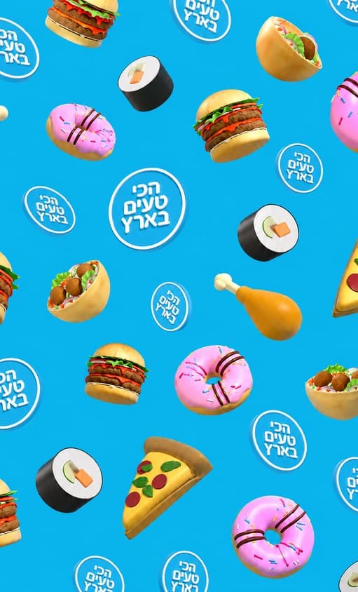 The campaign's 3D food and sticker pattern