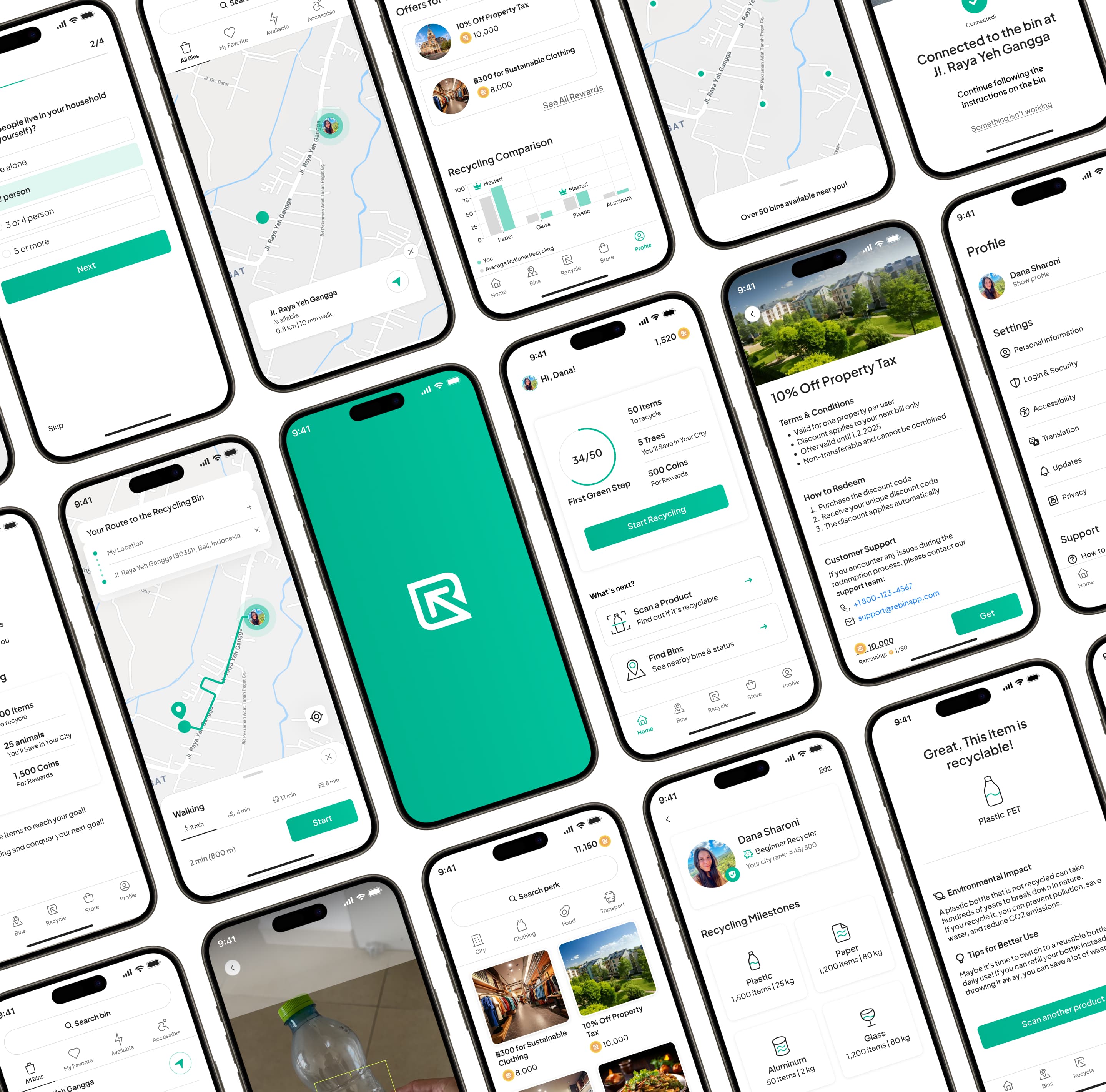 The bin interface and the app interface side by side