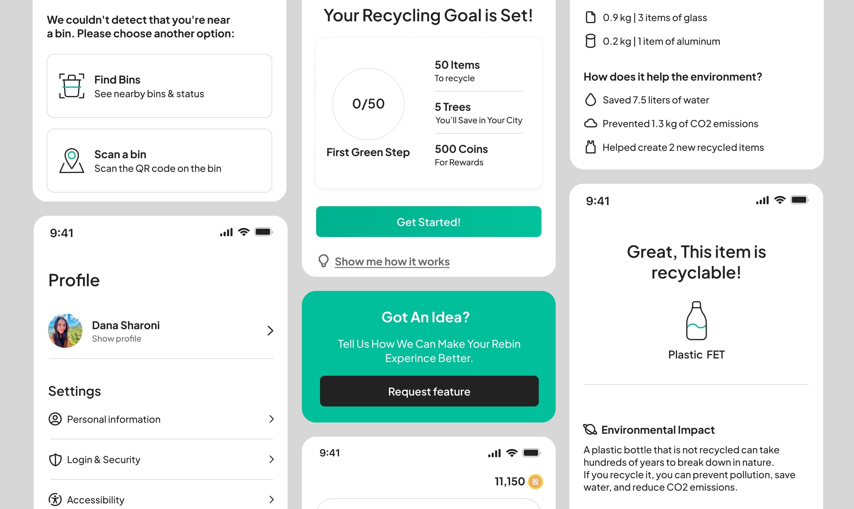 ReBin app screens